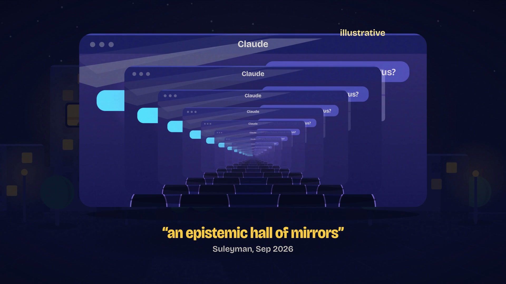 A chat window repeated into an endless corridor of reflections.